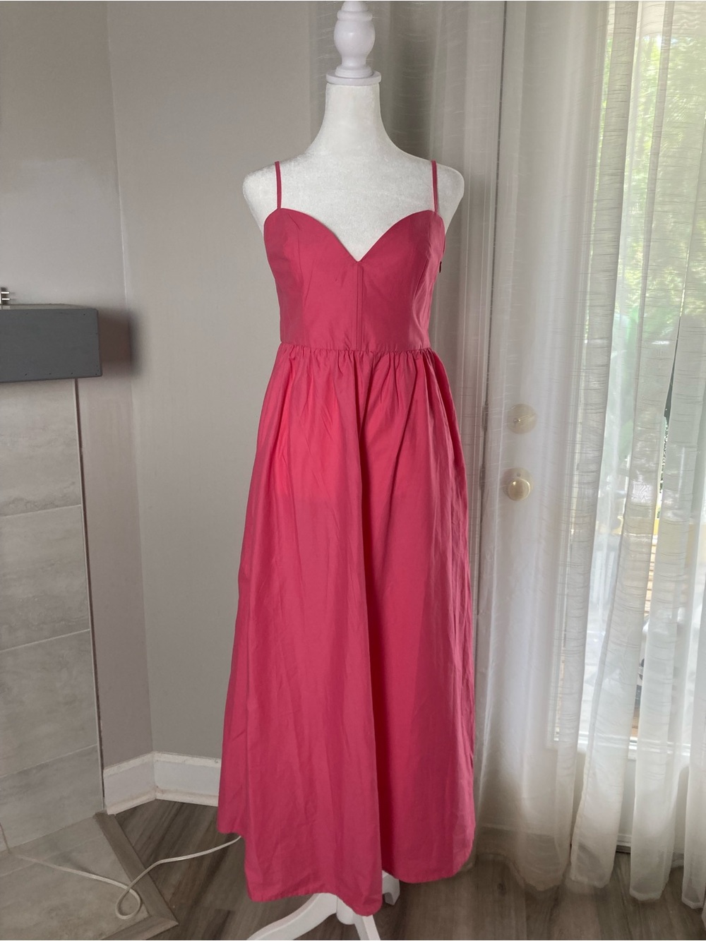 Steve Madden Pink Strappy Sweetheart Neck Pink Maxi Cotton Dress Medium